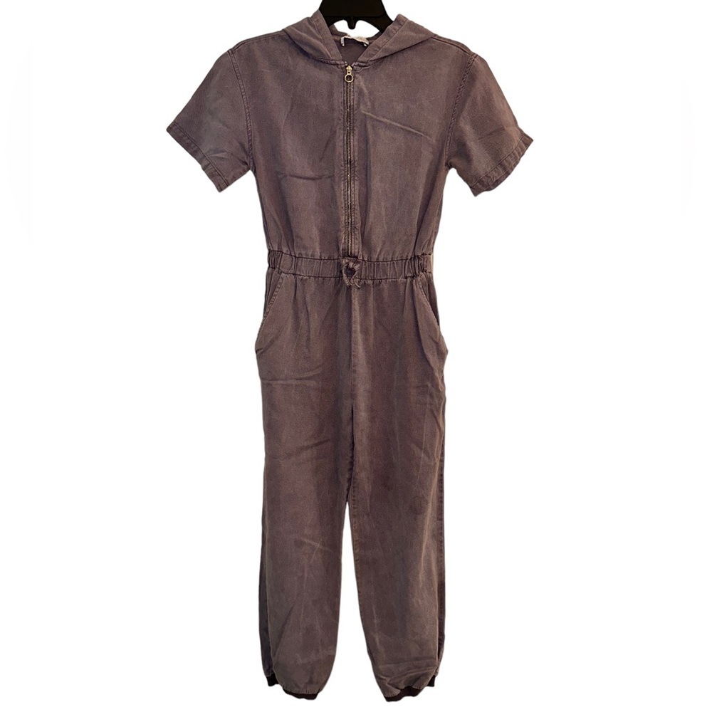 Zara Women’s Purple Jumpsuit with Zipper and Hoodie Size 11-12